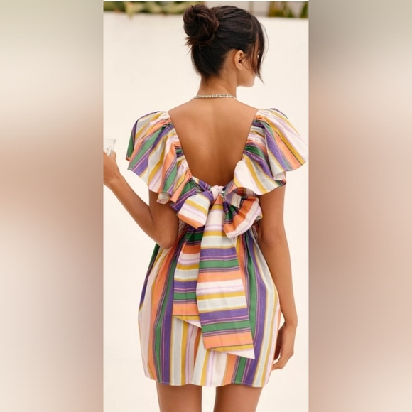 Anthropologie Ruffle Sleeve Open Back Mini Dress - Picture 2 of 8